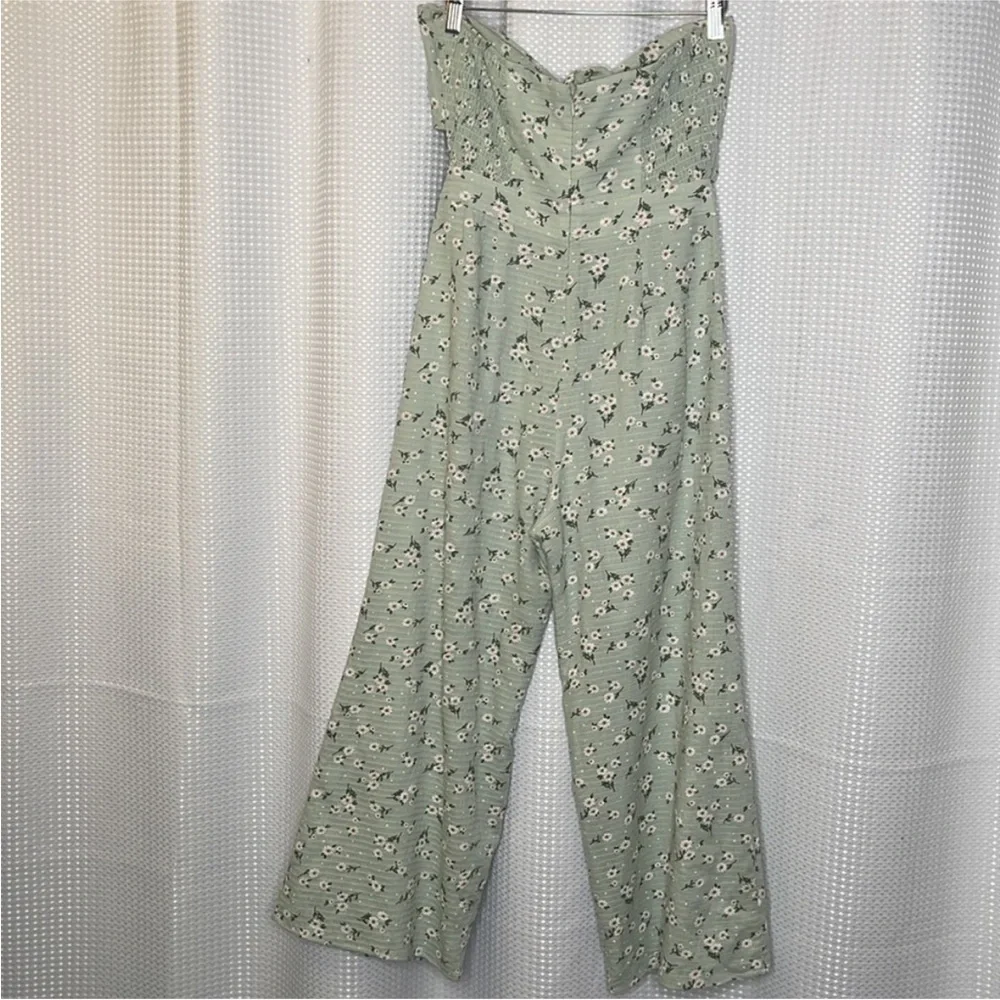 Majorelle Tessa Green Daisies Strapless Jumpsuit Cut Outs Smocking Revolve Sz S - Picture 6 of 9